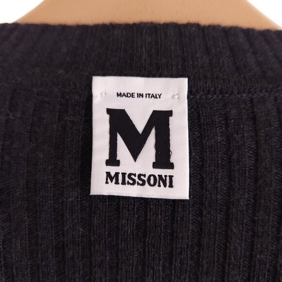 M by Missoni Ribbed Knit Long Sleeve Sweater 46 US 10 Womens Gray Multi $950 - Picture 7 of 11
